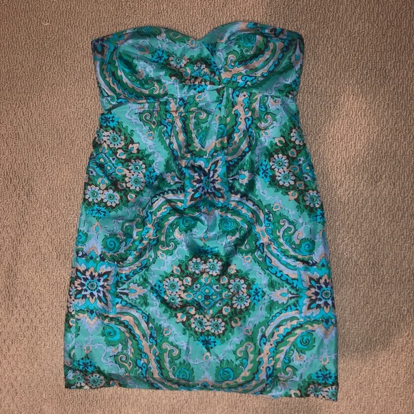 J.Crew Silk Strapless Paisley Dress - Picture 3 of 7